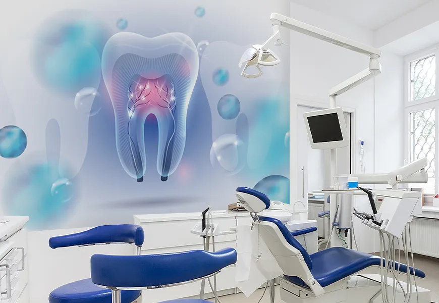 پوستر دیواری سه بعدی مطب دندانپزشکی طرح کانال های دندان